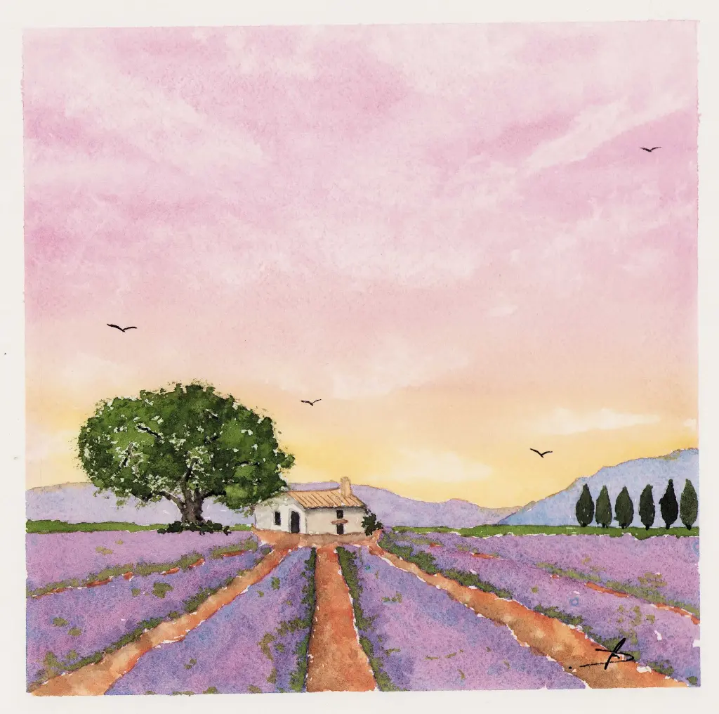 Crépuscule sur les lavandes (vente exclusive durant l'exposition St-Jean-Cap-Ferrat)