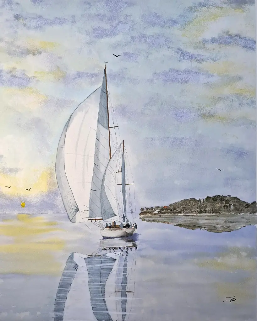 Départ au petit matin (vente exclusive durant l'exposition St-Jean-Cap-Ferrat)